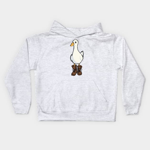 Goose in Boots Kids Hoodie by danyellysdoodles